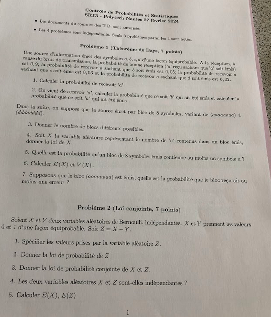 Probabilites et statistiques - Partie 1