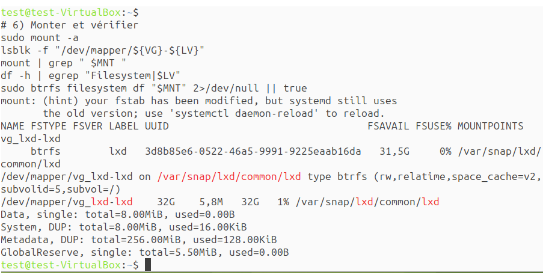 V�rifications de montage Btrfs