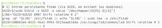 Ajout de l'entr�e fstab